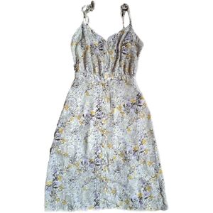 Forever21 Size S Floral Print White, Yellow, Purple Spaghetti Strap Midi Dress